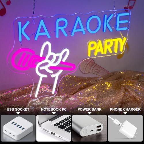 Image of Karaoke Party Neon Sign LED Neon Light Decor for Music Room & Karaoke Bar