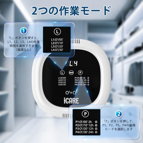 オゾン発生器 10000mAh 充電式 オゾン脱臭機 家庭用 空気清浄機 強力消臭 除菌 脱臭装置 無線 静音 脱臭機 フィルター交換不要