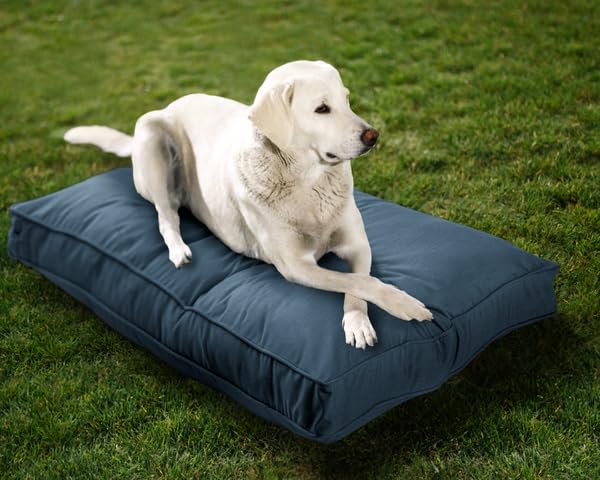 Sunbrella Double Sided Dog Bed for Indoor/Outdoor,Washable Cover & Chew Proof, Pets Mat for Multipurpose, Easy Care & Pet Safe Products for Dogs & Cats (Large, Polyester, Denim,40”x30”x 4”)