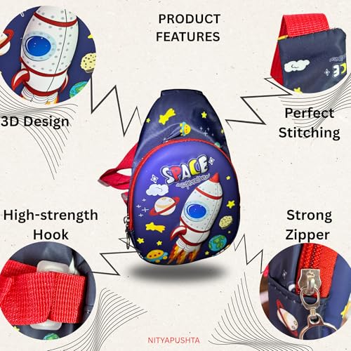 Image of Kids Small Cartoon Design Sling Crossbody Shoulder Bag for Boys & Girls, School Travel & Casual Backpack with Adjustable Strap for Children & Toddlers