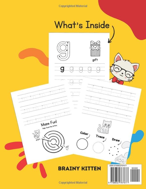 Miniatura 2 de Brainy Kittens ABC Preschool Trace Book Ages 3-5 Alphabet Tracing and Pen Control Fun! Letter Tracing Workbook (Foundations of Fun Learning)
