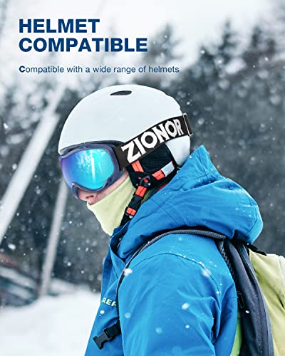 Zionor Lagopus Ski Snowboard Goggles Uv Protection Anti Fog Snow Goggles For Men Women Adult Youth Vlt 15% Blue Frame Mirrored Blue Lens #TOP2