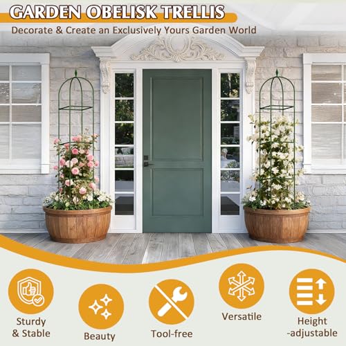 Image of Garden Trellis for Climbing Plants, Tomato Cage, Rose, Flowers, Grape, Pea, Cucumber Trellis, Rustproof Plastic Coated Metal Plant Support for Potted Plants Indoor Outdoor - 1PC Plant Trellis