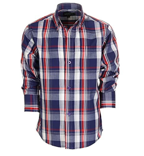 Image of Gioberti Boys Long Sleeve Button Down Plaid Checked Shirt