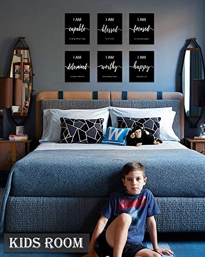 Drsoum Inspirational Wall Art Office Decor, Motivational Wall Art Prints For Office Bedroom Living Room Classroom,Black And White Daily Positive Affirmations Posters For Women Men Kids, Set Of 6, 8"X10",Framed #TOP4