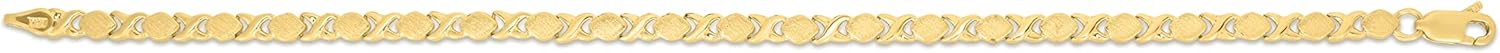 Floreo 10k Yellow Gold XOXO X and O Satin and High Polish Finish Bracelet