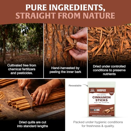 HANDPICK Cinnamon Sticks (7 oz) 100% Raw, Non-GMO, Gluten-Free | Premium Quality | Resealable Ziplock Pouch | Perfect for Baking, Cooking & Beverages (Packaging may vary) - Image 6