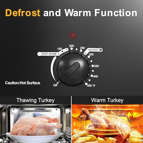 Image of 18 Quart Roaster Oven with Self-Basting Lid, Large Electric Turkey Roaster Oven with Defrost & Warm Function, Adjustable Temperature, Removable Pan & Rack, Stainless Steel, Black