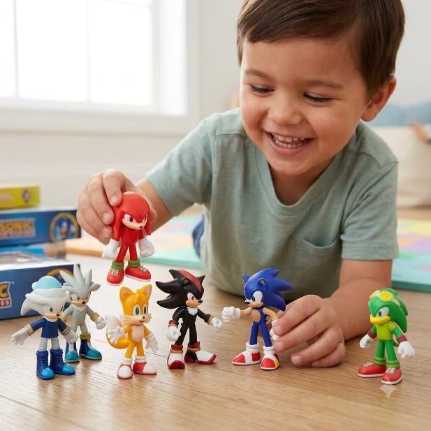 Image of Anime Warrior Action Figure 32 cm Collectible PVC Statue for Kids & Collectors Premium Muscular Design | Display Toy with Gift Box for Desk, Shelf & Showcase (Sonic 4pcs Set)