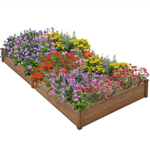 Yaheetech 8×4ft Wooden Horticulture Raised Garden Bed Divisible Elevated Planting Planter Box for...