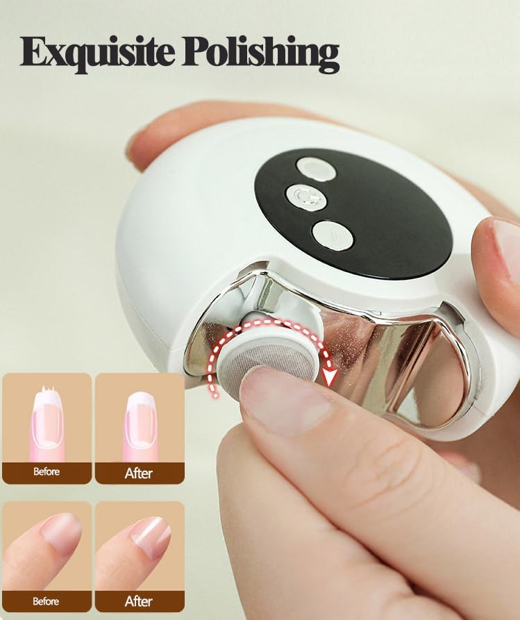 Miniatura 5 de Cortaúñas eléctrico 3 en 1, cortaúñas para bebés con luz LED, cortaúñas automático de 3 velocidades, cortaúñas de seguridad portátil para bebés,