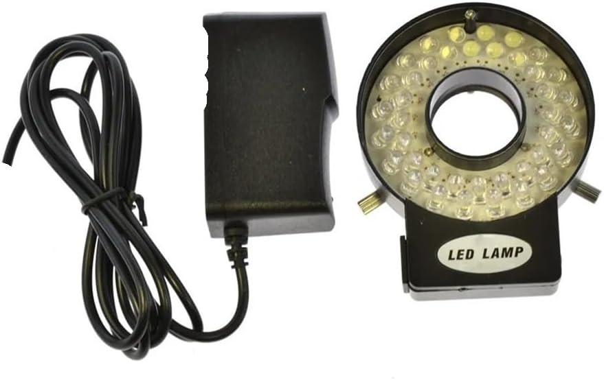 Microscope Accessories Kit Adjustable 40 LED Ring Light Lamp for Industry Stereo Microscope with 110V-240V Power Magnifier Adapter Microscope Slides
