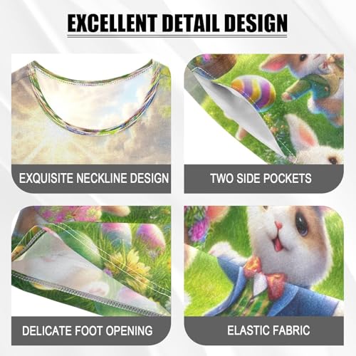 Rabbits Easter Eggs Pajama Set Short Sleeve PJ Set Cotton Summer Pajamas Sleepwear Soft 5Y4