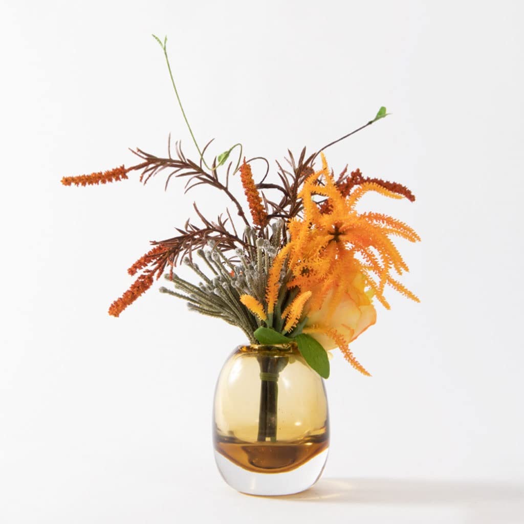 Fiori Artificiali in Finta Seta con Vaso di Vetro, Serie Autunnale, Matrimonio e Natale