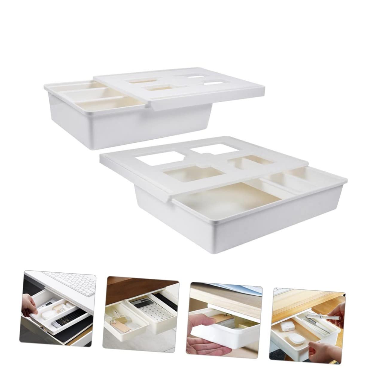 Gadpiparty 2pezzi Sottotavolo Estraibile in Materiale Di Portapenne Invisibile Per Organizzazione Cancelleria Articoli Per Ufficio Per Cellulare Cavo Usb Appunti e Altri Oggetti