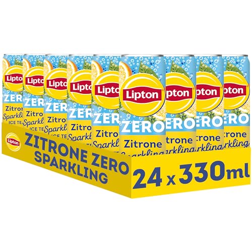 LIPTON ICE TEA Sparkling Lemon Zero, Kohlensäurehaltiger Eistee mit Zitronen Geschmack ohne Zucker, EINWEG Dosen (24 x 0.33 l) (Verpackungsdesign kann abweichen) 3