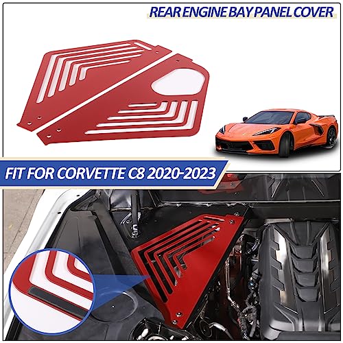 Image of Daeiclru Engine Bay Panel Cover Compatible with Chevrolet Corvette C8 2020-2023, Aluminium Engine Protector Splash Shield, Left Right Engine Case Guards (Red)