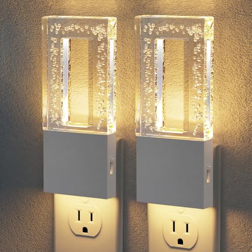 Image of JandCase Night Lights Plug into Wall, Dusk to Dawn Sensor, 3000K Soft White LED, Acrylic Bubble Design, 0-100lm Adjustable Brightness, Foldable Nightlight for Bedroom, Bathroom, Living Room, Hallway
