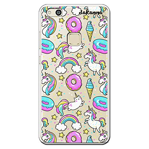 dakanna Custodia per Huawei P10 Lite | Gelato, Arcobaleno, Ciambella e Unicorno | Cover in Gel di Silicone TPU Morbido di Alta qualità con Sfondo Trasparente