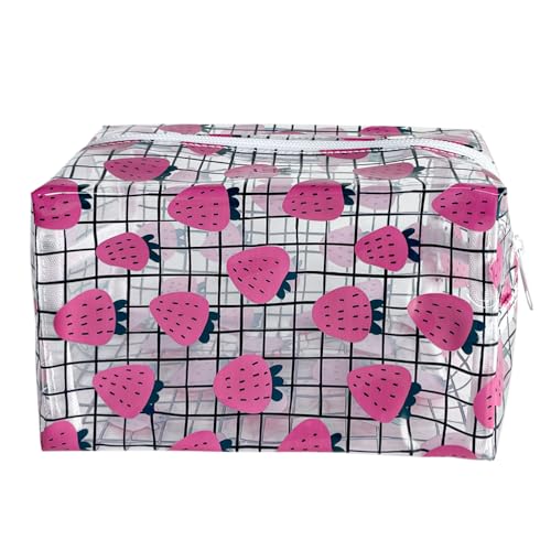 TotePrint Clear Strawberry Print Waterproof Cosmetic Bag, Reusable, Suitable for Gift Collection, Portable Organizer (D1037-14)