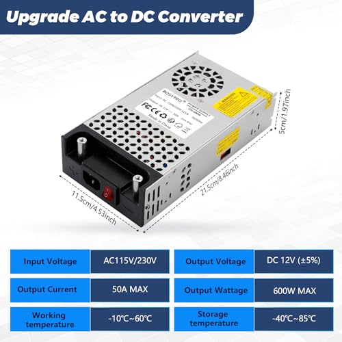 BOSYTRO 12V DC Power Supply 600W AC to DC Converter SMPS 50A 12V Switching Power Supply Transformer for 3D Printer, RV, Led Strip, Motor Pump, CCTV, Electronic Instruments, Lab Computer by BOSYTRO - Image 2