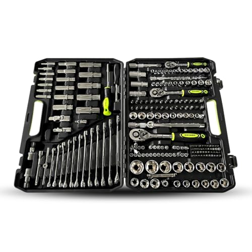 La Mejor Selección de Juegos de herramientas los 5 mejores. 44 Kroner Juego de Herramientas 216 Piezas de Cromo-Vanadio – Tubos, Llaves, Puntas y Matracas en Maletín