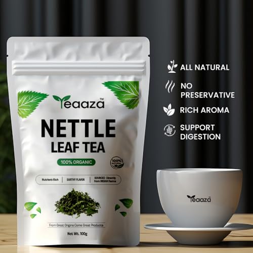 Image of Teaaza Organic Nettle Leaf Tea| Nettle Tea Leaves | 100 Grams, 50+ Cups | sourced from Himalayas| For Kidney Detox, Raising Hemoglobin & Joint Health
