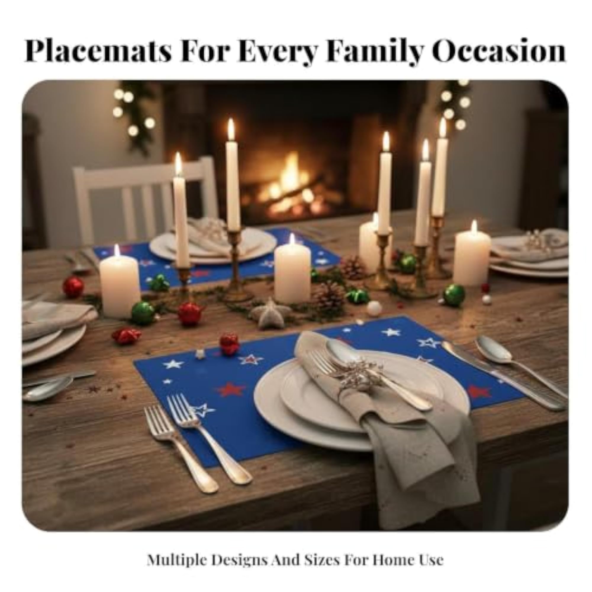 Linen Table Placemat, Personalized Design, Christmas