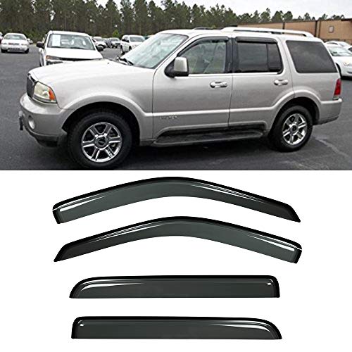Gevog 4-Piece Side Window Deflector Original Window Visors for 2002-2010 Ford Explorer (Not Fit Sprot Trac), 2002-2010 Mercury Mountaineer, 2003-2005 Lincoln Aviator Sun Rain Guard Ventvisor
