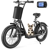 Caroma 819W Foldable Electric Scooter Adults, 20' Fat Tire Electric Bike with 500Wh Battery, Up to 30Miles & 20MPH, Adult Electric Bicycles for Commuting with Basket&Adjustable Seat（Black）