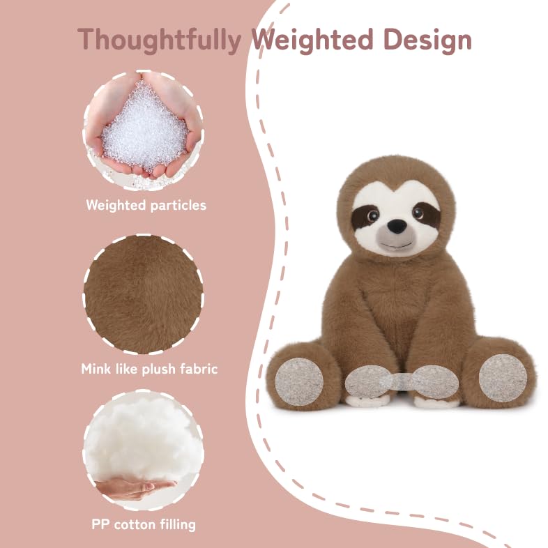 Image of Niuniu Daddy Weighted Stuffed Animals, 14 in 3.5 lbs, Sloth Plush for Kids | Heavy sensory lap pad, lying body pillow for sleeping, machine wash, huggable plushies, soothing gift for kids and adults