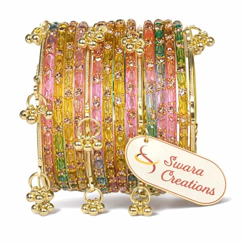 Image of Swara Creations Kashmiri Ghungroo Raindrop Bangles Combo Set | for Women and Girls|Set of 16 Pcs (SKU417)