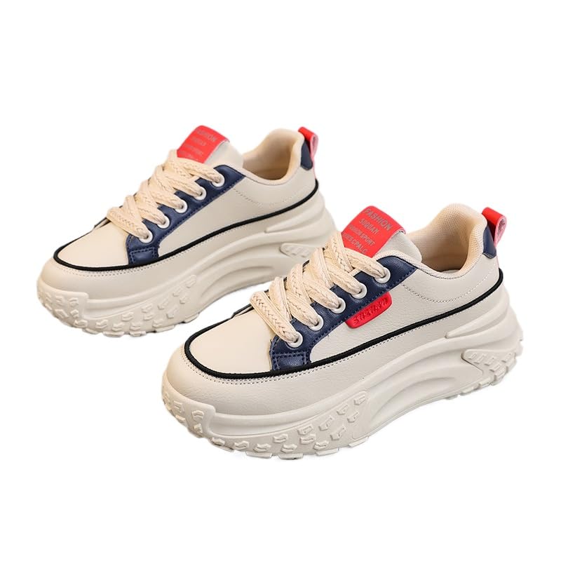 Fashion Women's Thick Sole Sneakers Color Matching Design, Creative Design