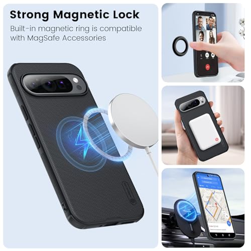 Image of Nillkin Case for Google Pixel 9 Pro XL (6.73'' Inch) Super Frosted Shield Pro Magnetic Suction Function Only Hard Back Soft Border (PC + TPU) Cover Raised Bezel Camera Protect Black