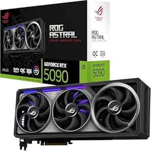 ASUS ROG Astral GeForce RTX 5090 32GB GDDR7 OC Edition Gaming Grafikkarte (Nvidia GeForce RTX5090, Vier Lüfter, 3.8-Slot-Design, PCIe 5.0, 2X HDMI 2.1b, 3X DisplayPort 2.1a, Schwarz)