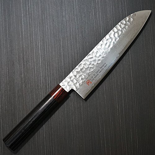 SETO Japanese Chef Knives: Damascus Forged Steel from World Famous Seki, Japan (I-5 Pro: 180m/ m: SANTOKU Knife)