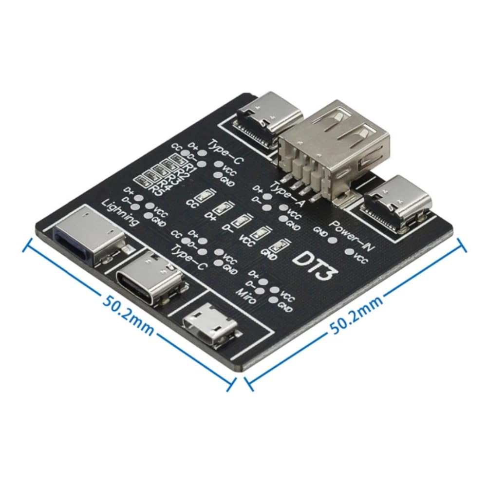 DollaTek 2 szt. wielofunkcyjny tester kabli danych USB do szybkiego rozpoznawania DT3-USB tester kabli danych, szybkie narz?dzie do wykrywania, p?ytka drukowana do Micro typu C