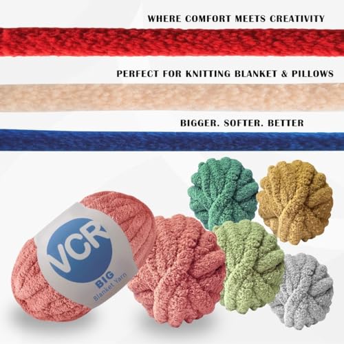 Image of VCR Light Grey Yarn, 200 Grams Big Chunky Hank, 22 Meters Length, Suitable for Knitting Blankets and Pillows, 100% Polyester Yarn Ball for Crochet DIY, Soft Threads, Pack of 1