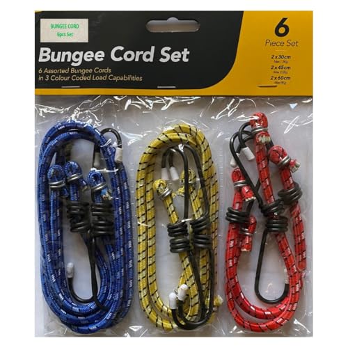 6 Pack Bungee Cord With Hook Heavy Duty Outdoor Tie Down Rope for Tarp Cover Canvas Motorcycle and Cargo Caravan Camping RVs Trunks Luggage Racks Heavy Duty Bungee Cord