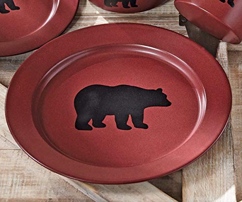 BLACK FOREST DECOR Crimson Bear Enamel Dinner Plate