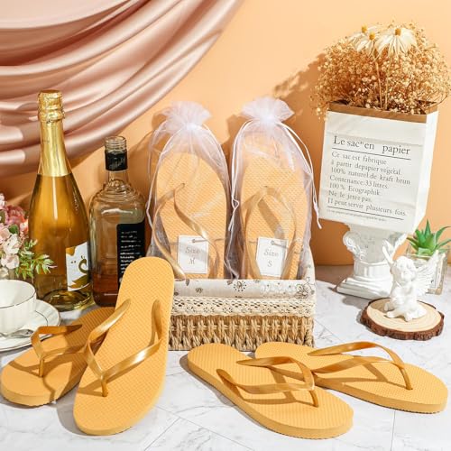 Image of Unittype 48 Pairs Flip Flops Bulk for Wedding Guests Hotel Slippers with Size Cards and Bags for Wedding Beach Pool