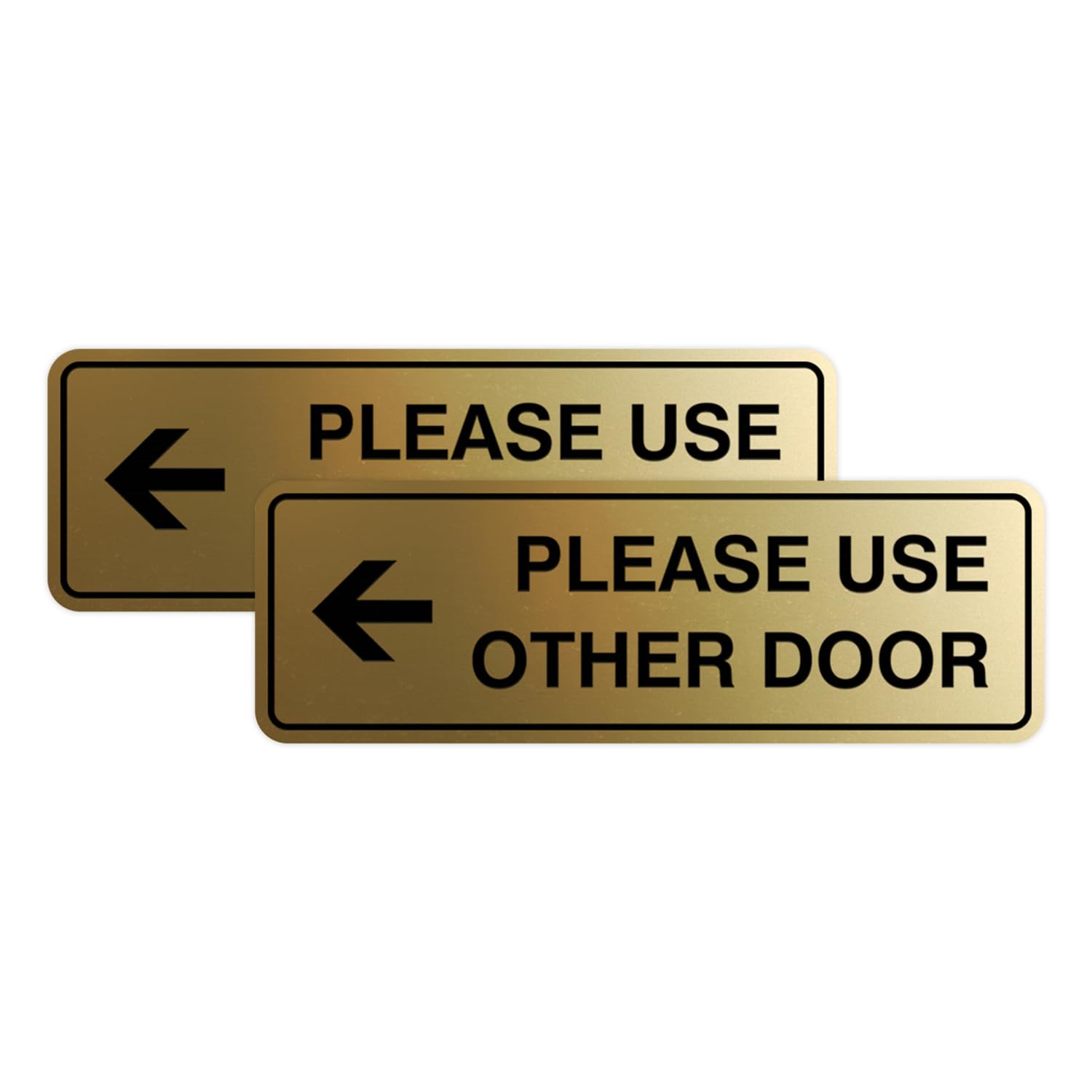 Signs ByLITA Standard Please Use Other Door Left Arrow Wall or Door Sign - Durable Material | Double-Sided Foam Adhesive Tape (Brushed Gold) Small (2