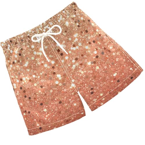 Pigsaly Boys Swim Trunks Peach Coral Gold Flash Gradient Glitter Boys Board Shorts Swimsuit Swimwear Summer Bathing Suit XS