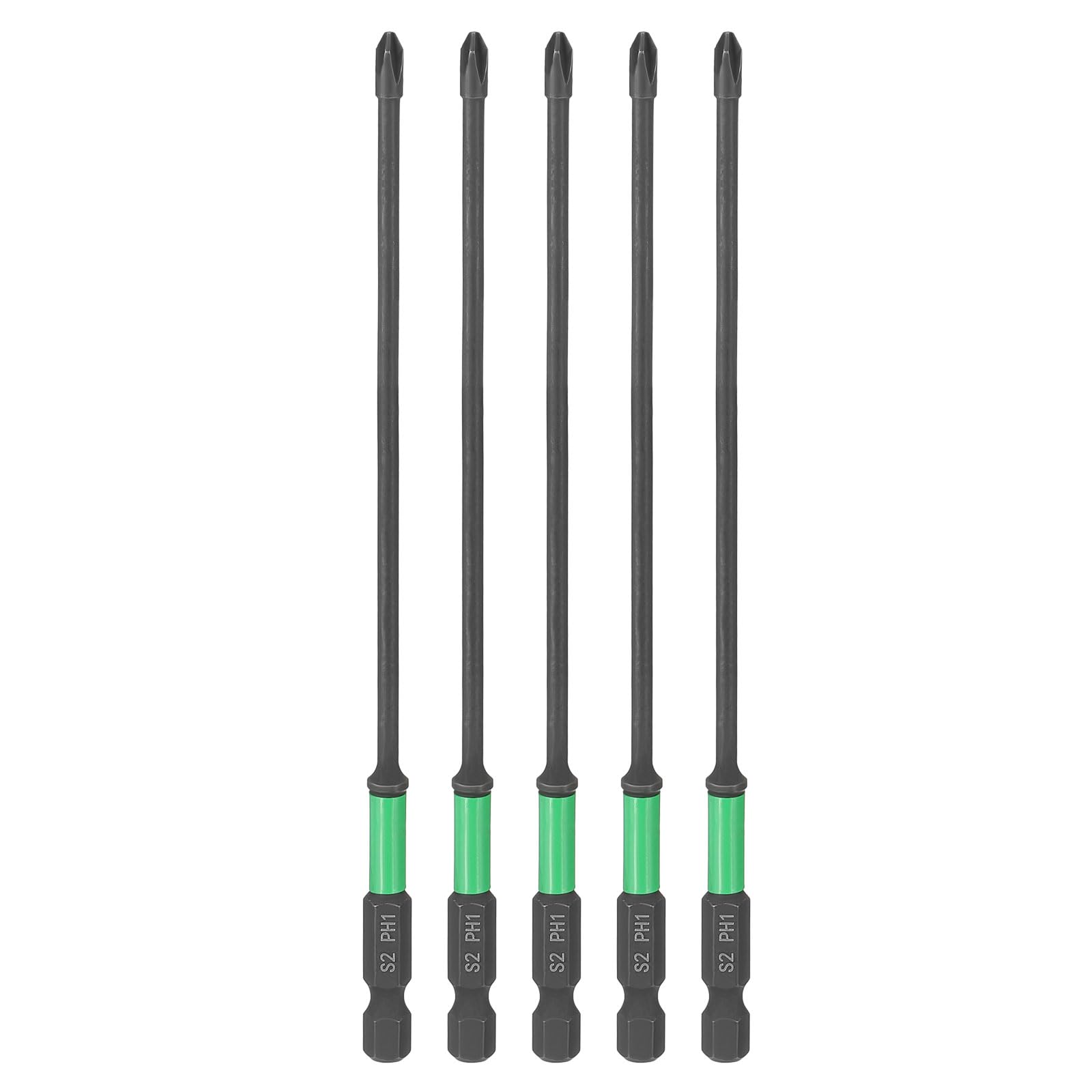 sourcing map 5pcs #1 Impact Phillips Screwdriver Bit PH1 1/4" Hex Shank 6" (150mm) Length 4mm Rod Magnetic Cross Head Drill Bits S2 Steel Industrial Screw Drivers for Impact Power Tools