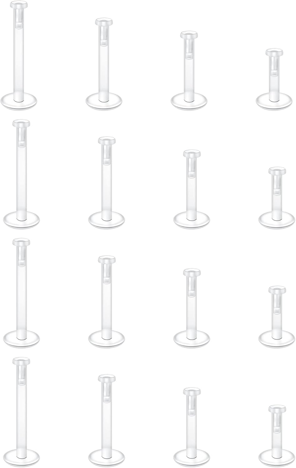 MODRSA Clear Earrings Plastic Earrings for Sports 16g Clear Cartilage Earrings Stud Plastic Helix Tragus Earring Medusa Monroe Piercing Retainer Clear Lip Rings Labret Retainers for Work Surgery