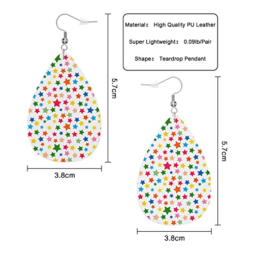 Vosach Colorful Starry Leather Earrings For Women Abstract Holiday Small Asterisks Stars Lightweight Water Drop Earrings Fashion Jewelry Teardrop Earrings For Girls #TOP1