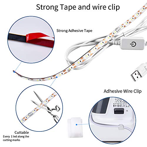 Sewing Machine Light - LED Light Strip for Sewing Machine with Touch Dimmer and USB Power (11.8 inch,18 LEDs)