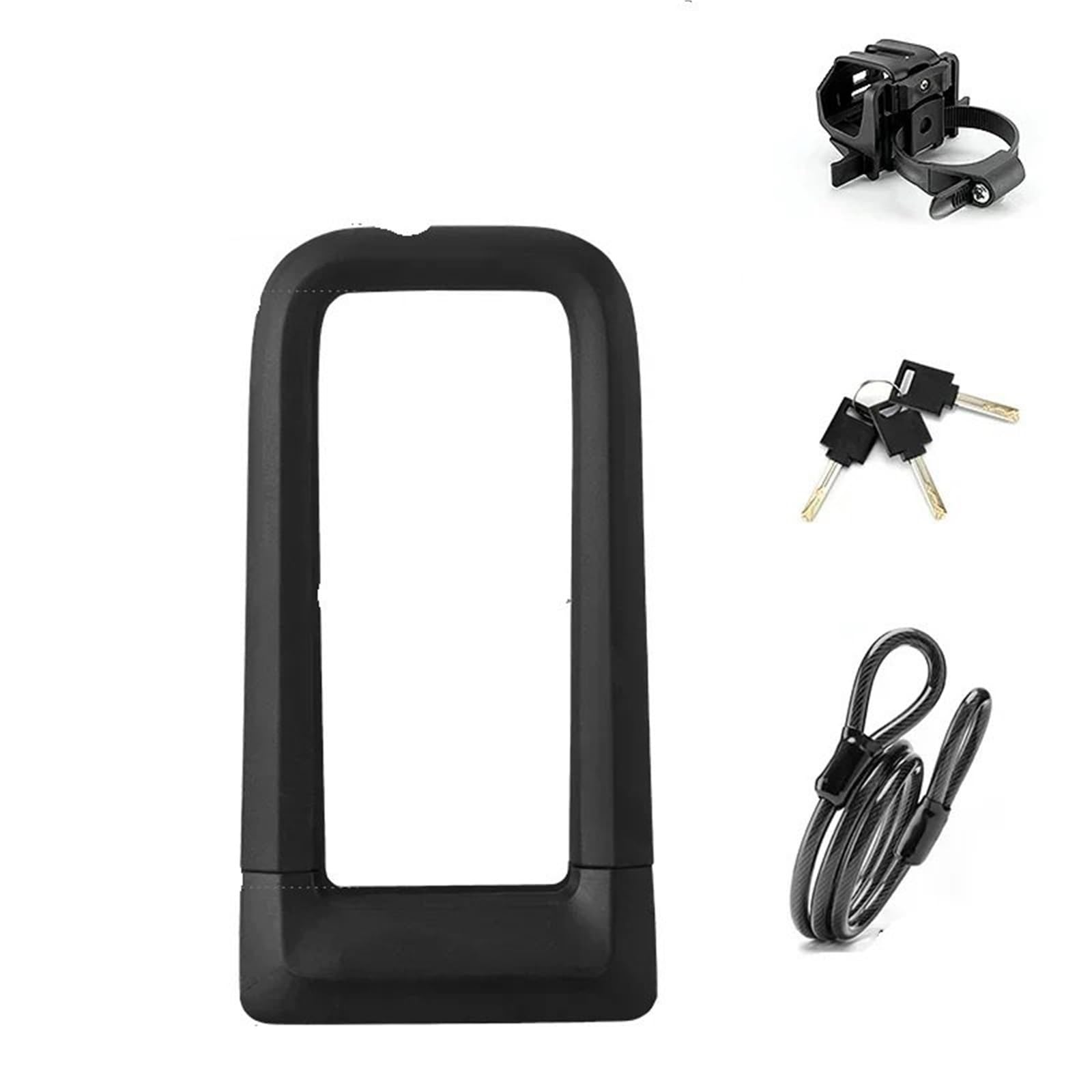 Motorcycle Handlebar Lock Silicone U-Shaped Lock Resistant to Hydraulic Shear Motorcycle Anti-Theft Motorbike Lock Security(Black with Cable)