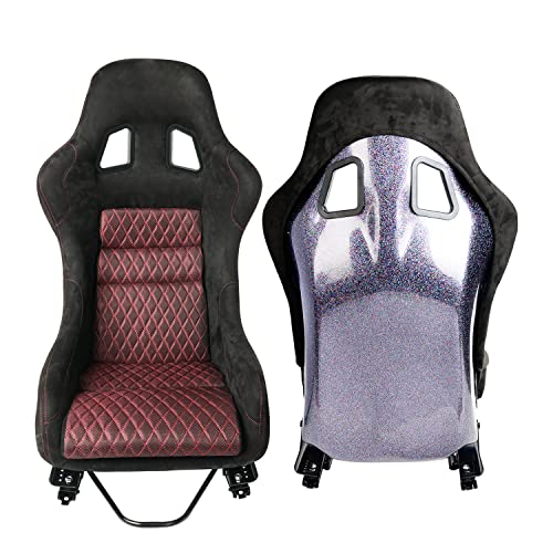 1 Piece Racing Seat With Double Sliders And L Bracket, Fiber Glass Back, Racing Bucket Seat Recommended For 4-Point Seat Belt Harnesses, Not Adjustable #TOP6