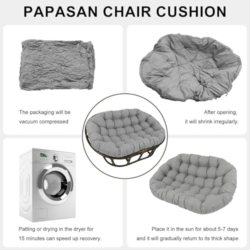 Coussin double fauteuil papasan gris imperméable 170x120cm - 8